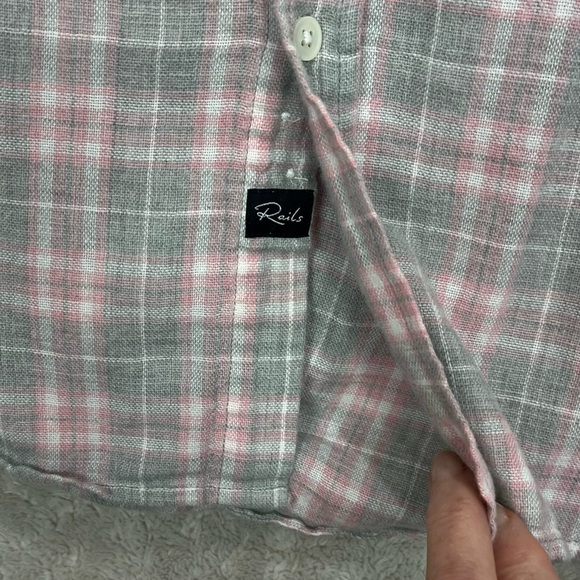 Rails Womens Wyatt Boho Button Up Shirt Pink Gray Plaid Sz M Country Cottagecore - Picture 6 of 16